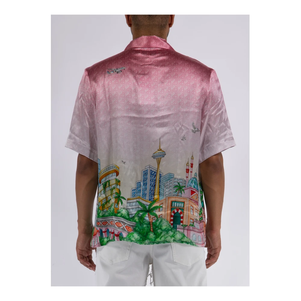 Casablanca Cubaanse Kraag Korte Mouw Shirt Pink Heren