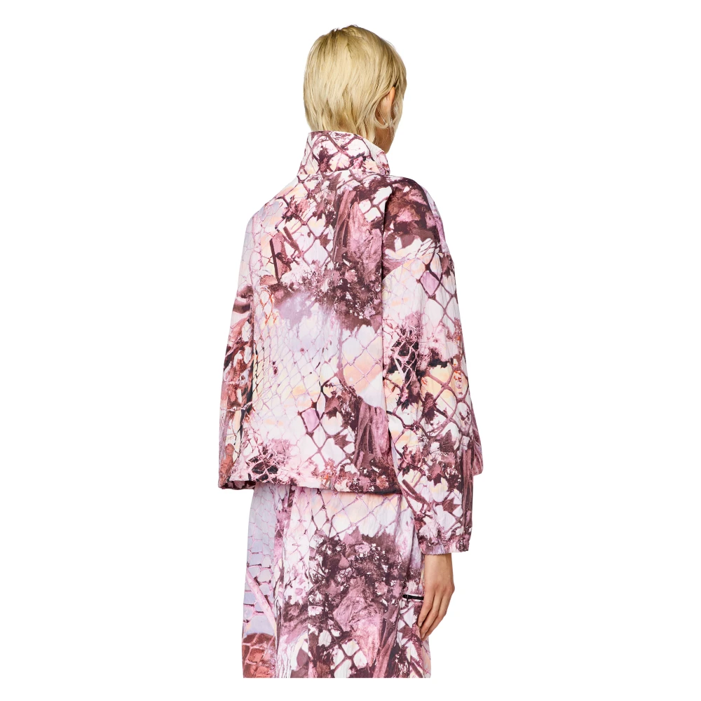 Diesel Nylon windbreaker with abstract print Multicolor Dames