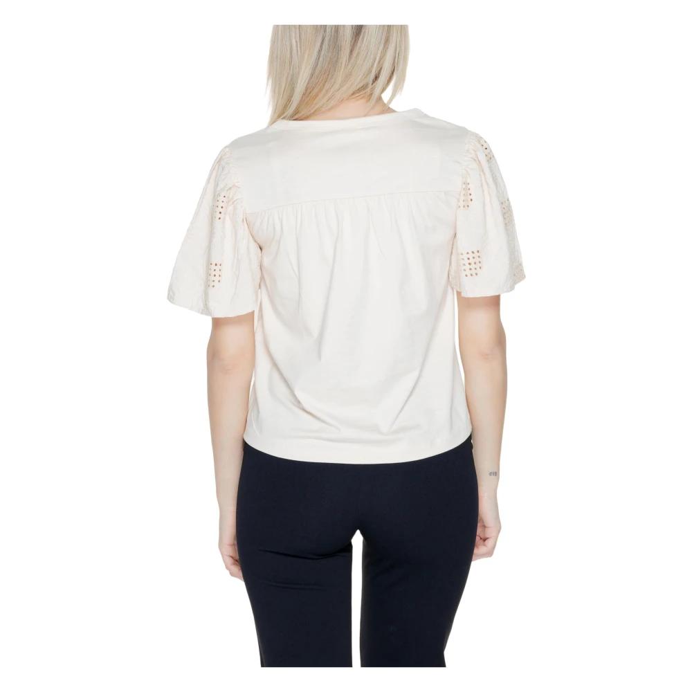 Jacqueline de Yong Zomer T-shirt 100% Katoen White Dames