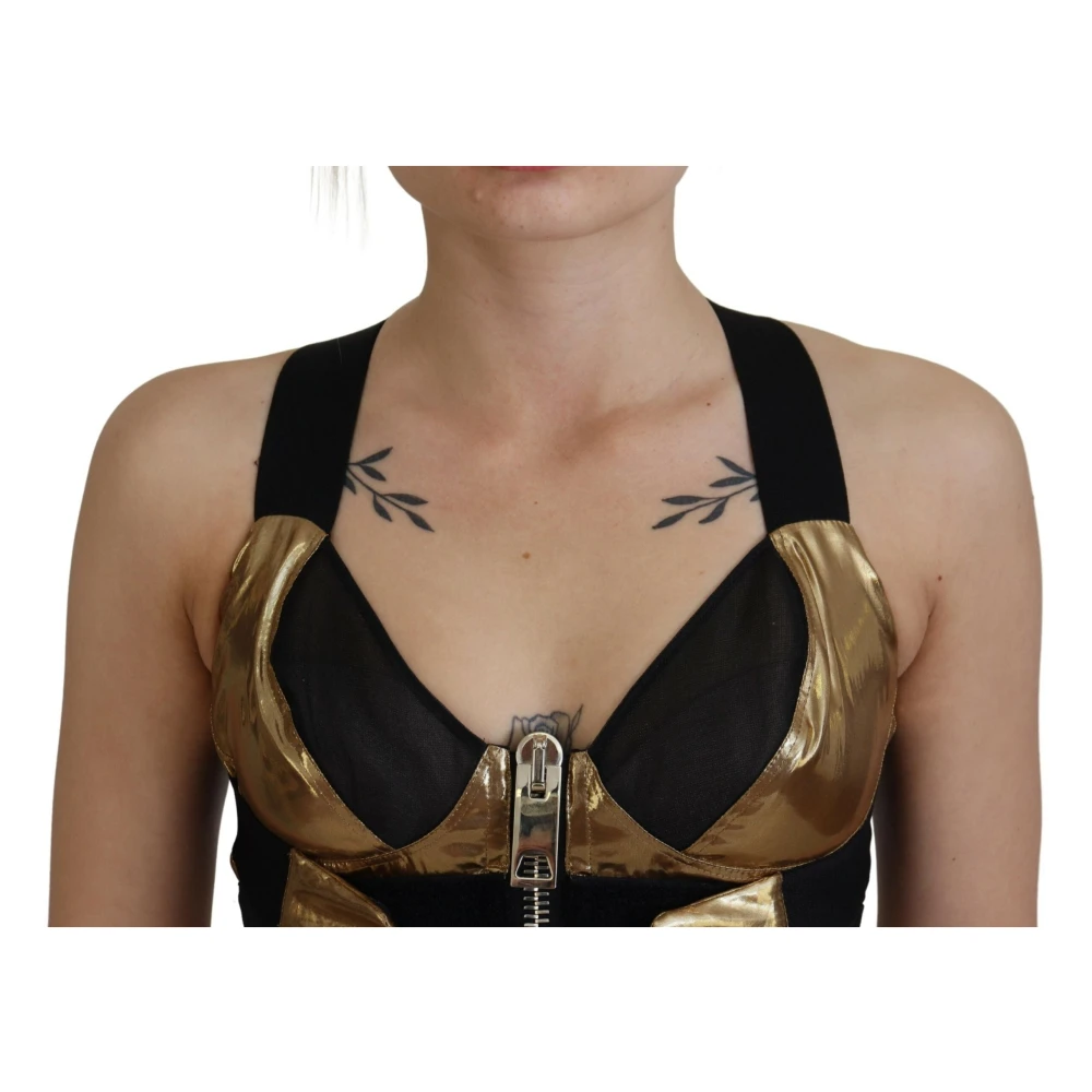 Dolce & Gabbana Stijlvolle Front Zip Crop Top Black Dames