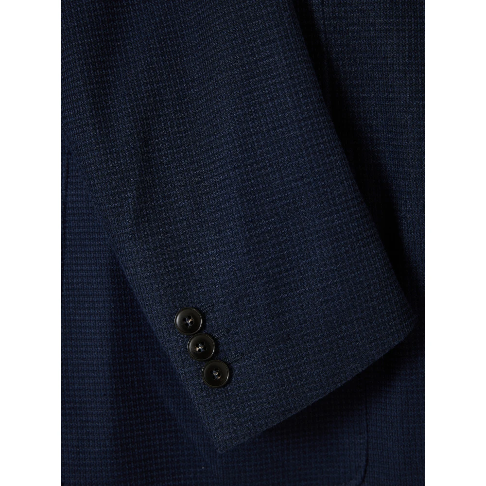 Canali Katoen Linnen Jas Twee Knopen Blue Heren