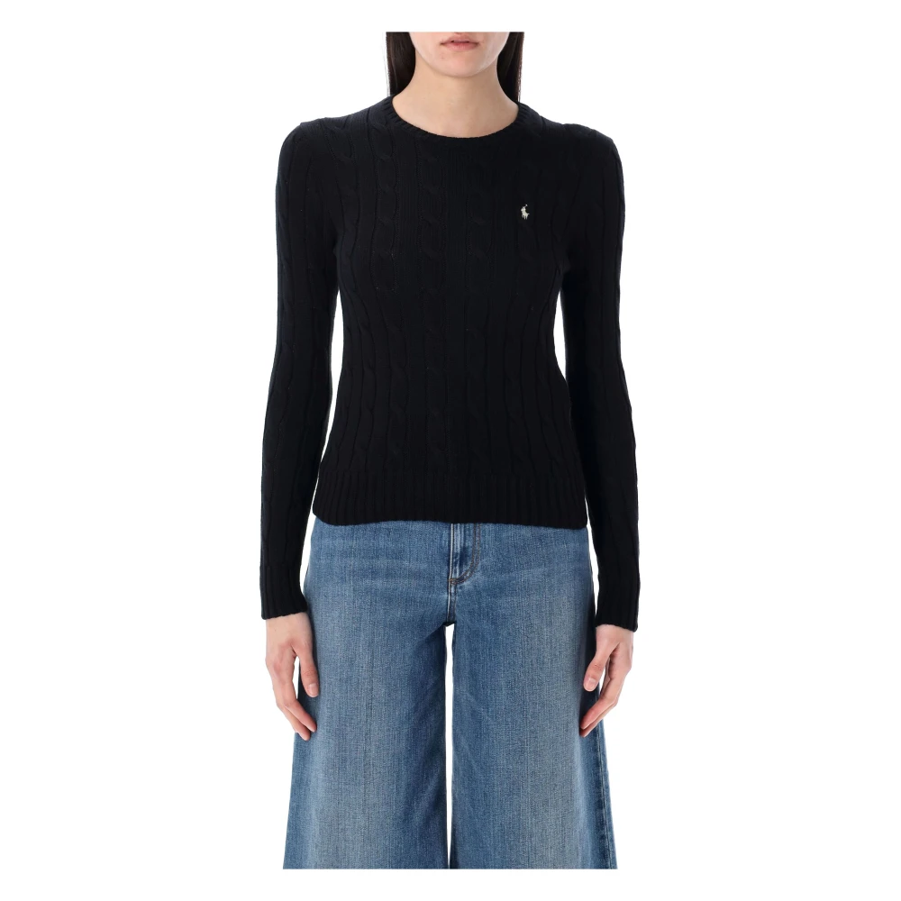 Ralph Lauren Kabelgebreide trui met ronde hals Black Dames