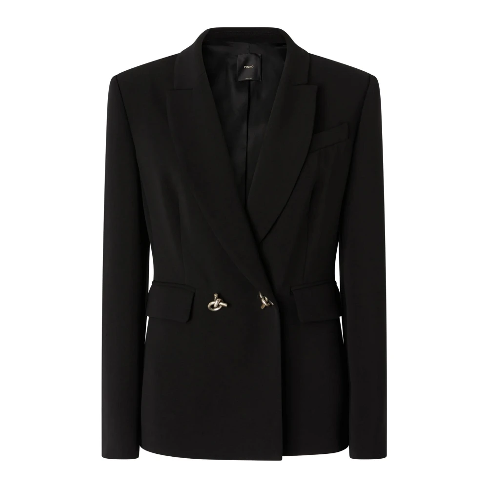 pinko Elegante Viscose Elastaan Jas Black Dames