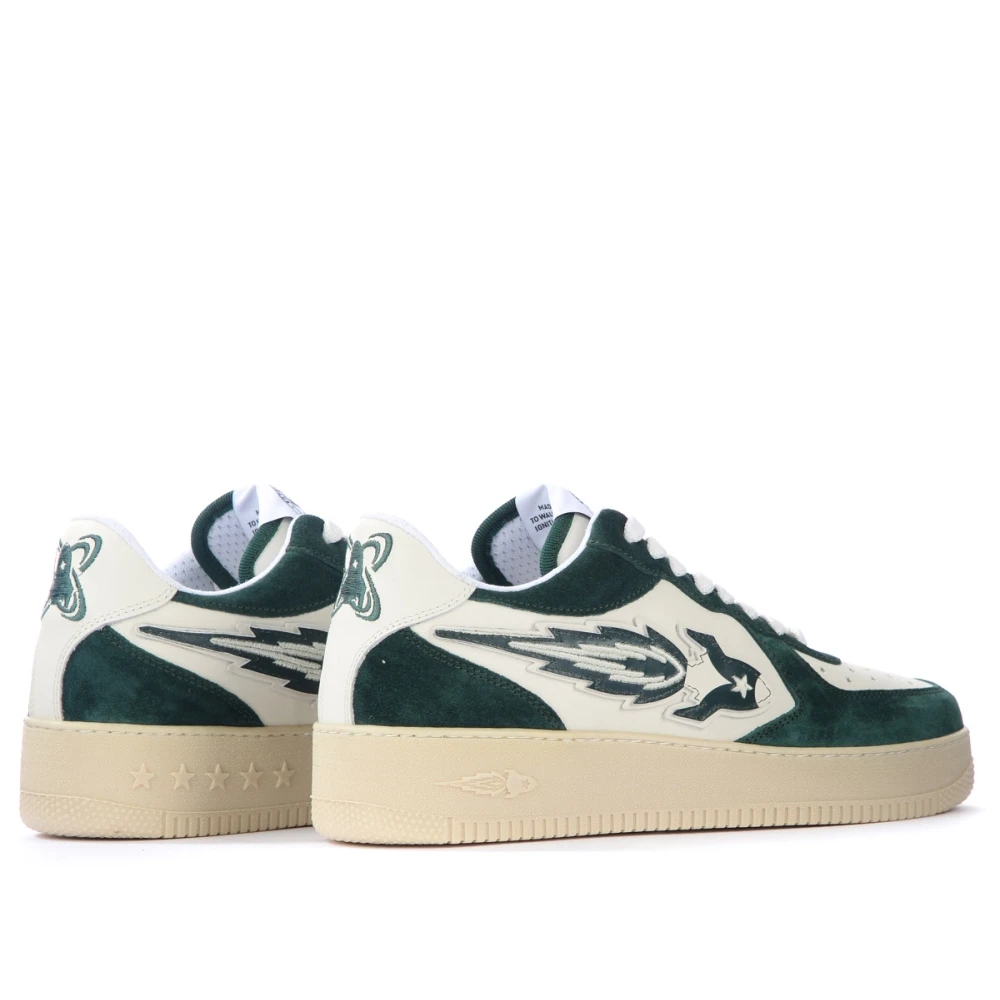 Enterprise Japan New Drop Beige en Groene Leren Sneakers Green Heren