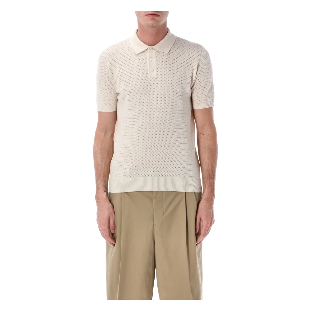 Roberto Collina Men's Beige Mesh Polo