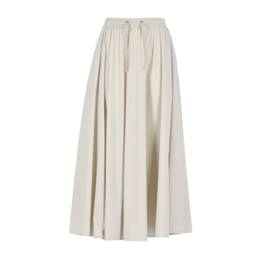 Herno Lange Beige Rok Elastische Taille Beige Dames