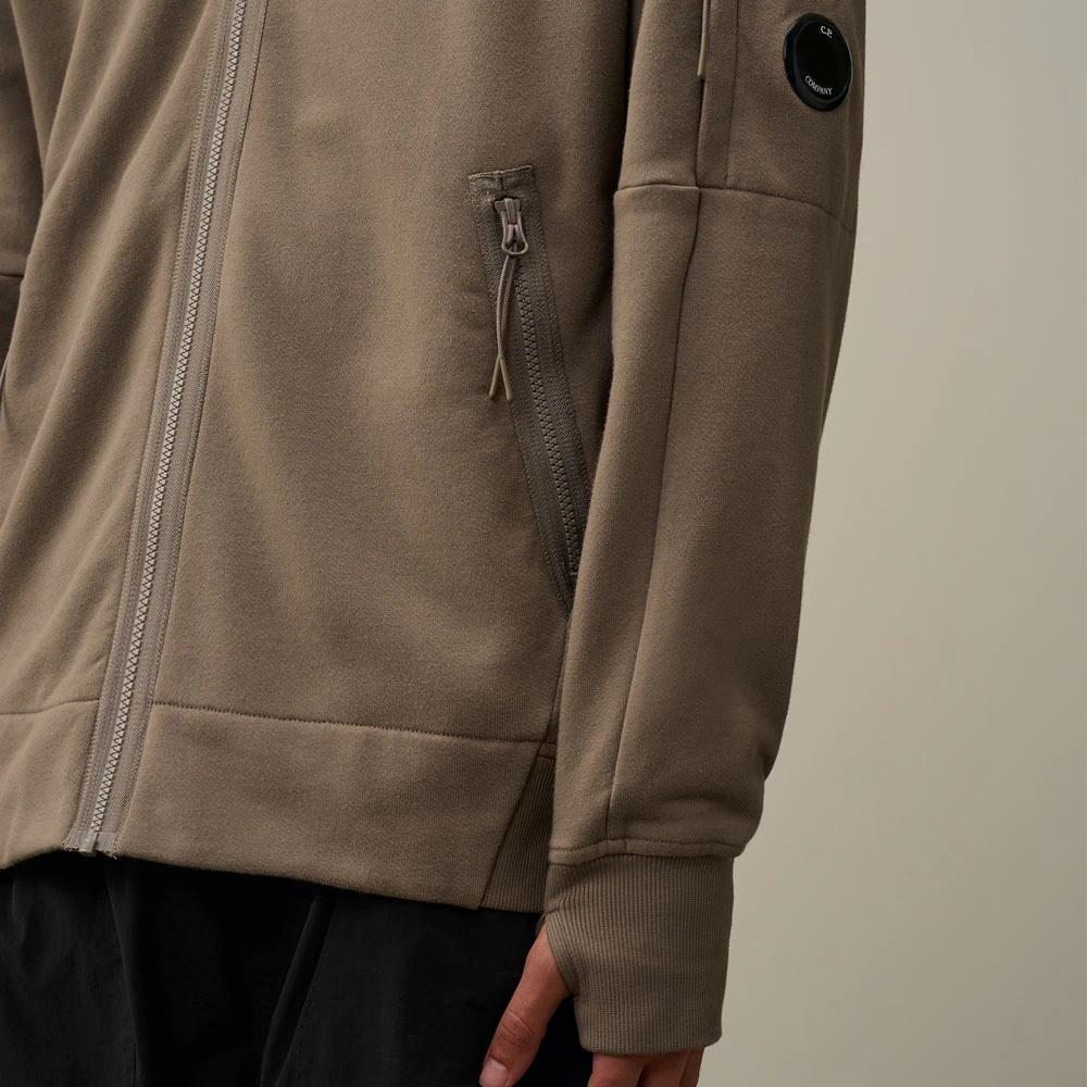 C.P. Company Hoodie met ritssluiting en logo Brown Heren