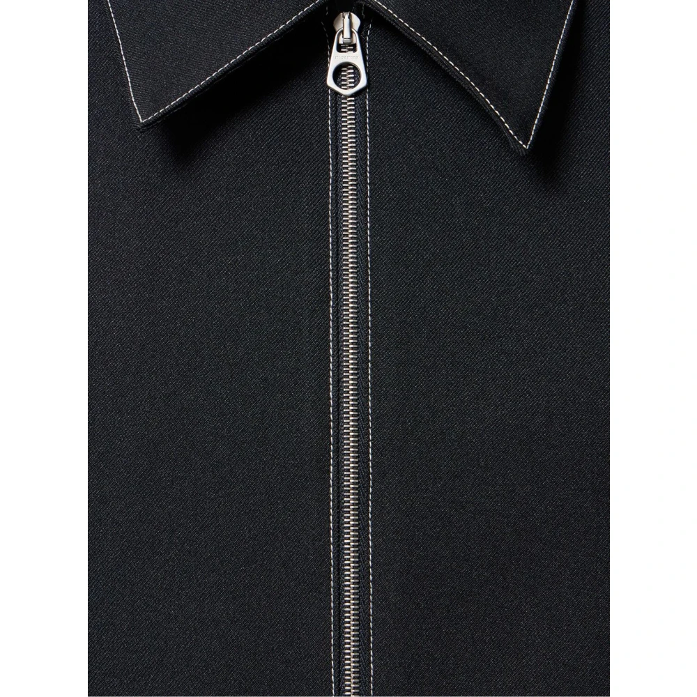 Jil Sander Navy Blauwe Zip-Up Overhemdjasje Blue Heren
