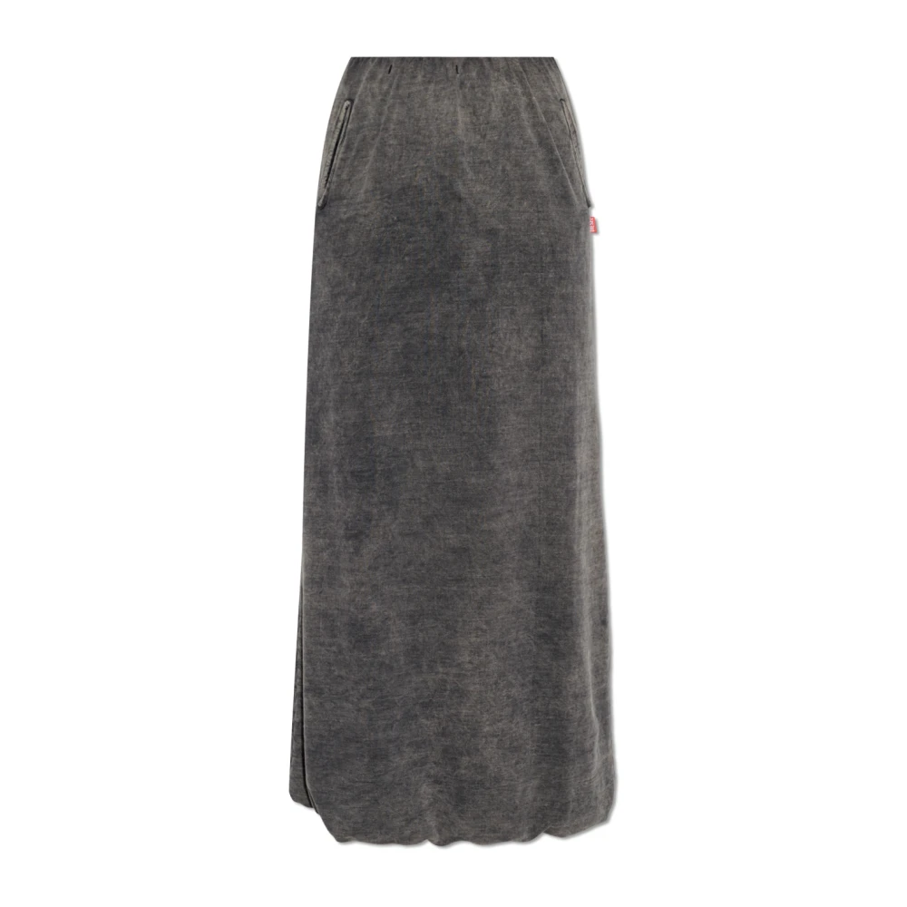 Diesel Women's Gray Maxi Skirts, S, Cotton Skirt O-Tulip