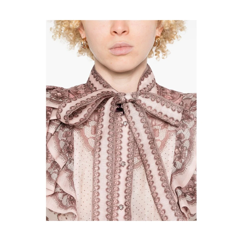 Zimmermann Poederroze Blouse met Knoopsluiting Pink Dames