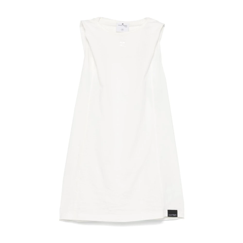 Courrèges Witte Hooded Tanktop met Logo White Dames