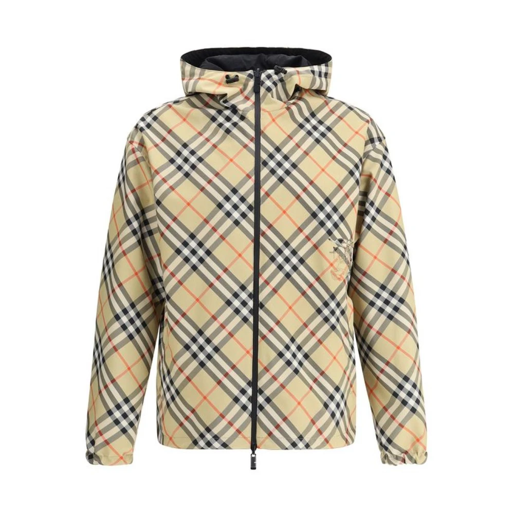 Burberry Męski Multicolor Kurtki, Mężczyzna, Wielobarwność,, Odwrotna Wodoodporna Kurtka Z Kapturem I Zamkiem Extra Duży