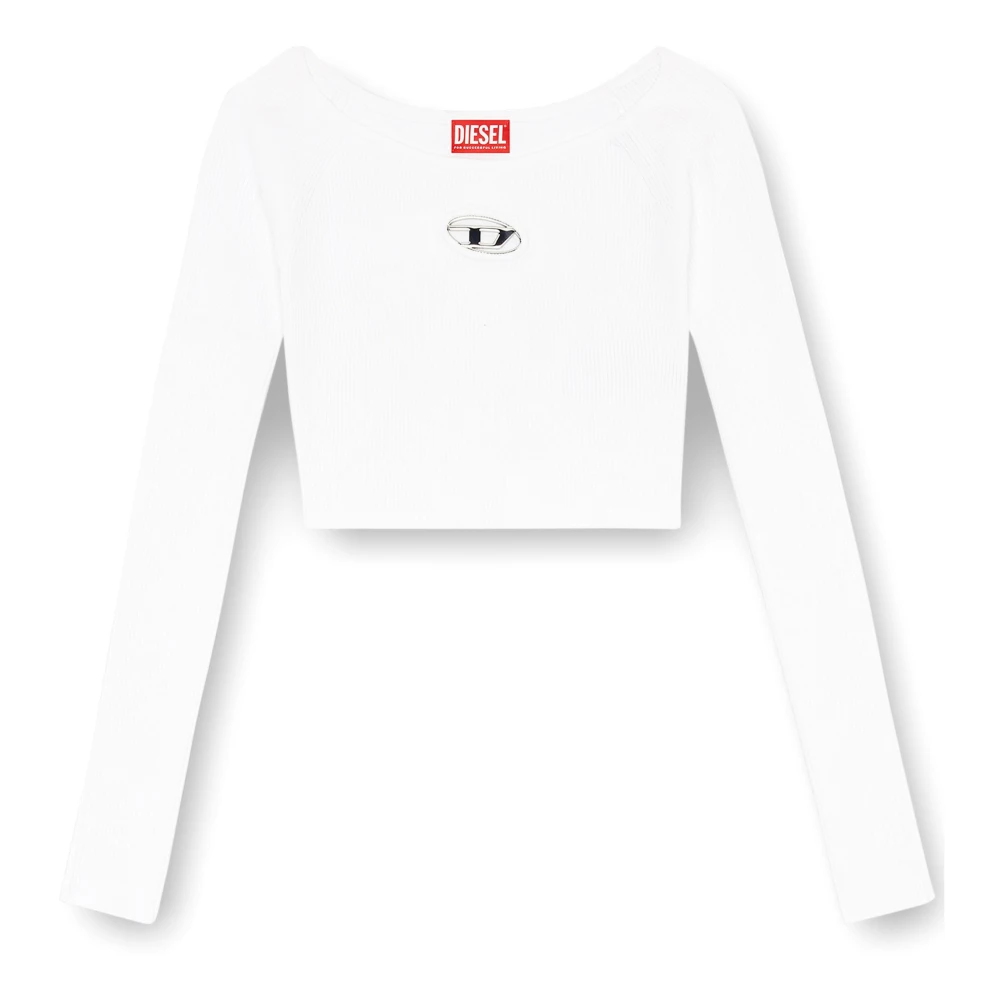 Diesel Wit Overhemd met D Metalen Plaat White Dames
