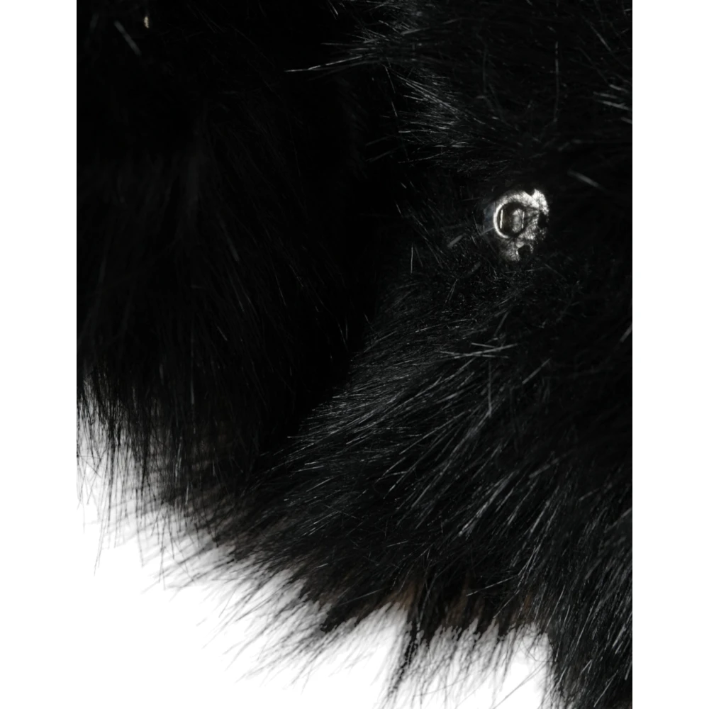 Dolce & Gabbana Zwarte Nepbont Wrap Hoed Black Dames