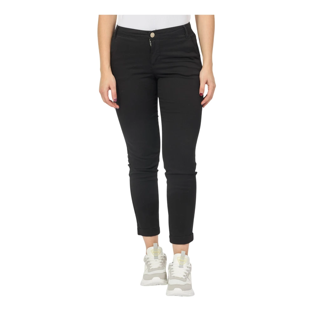 Fracomina Zwarte Carrot Mom Fit Broek Black Dames