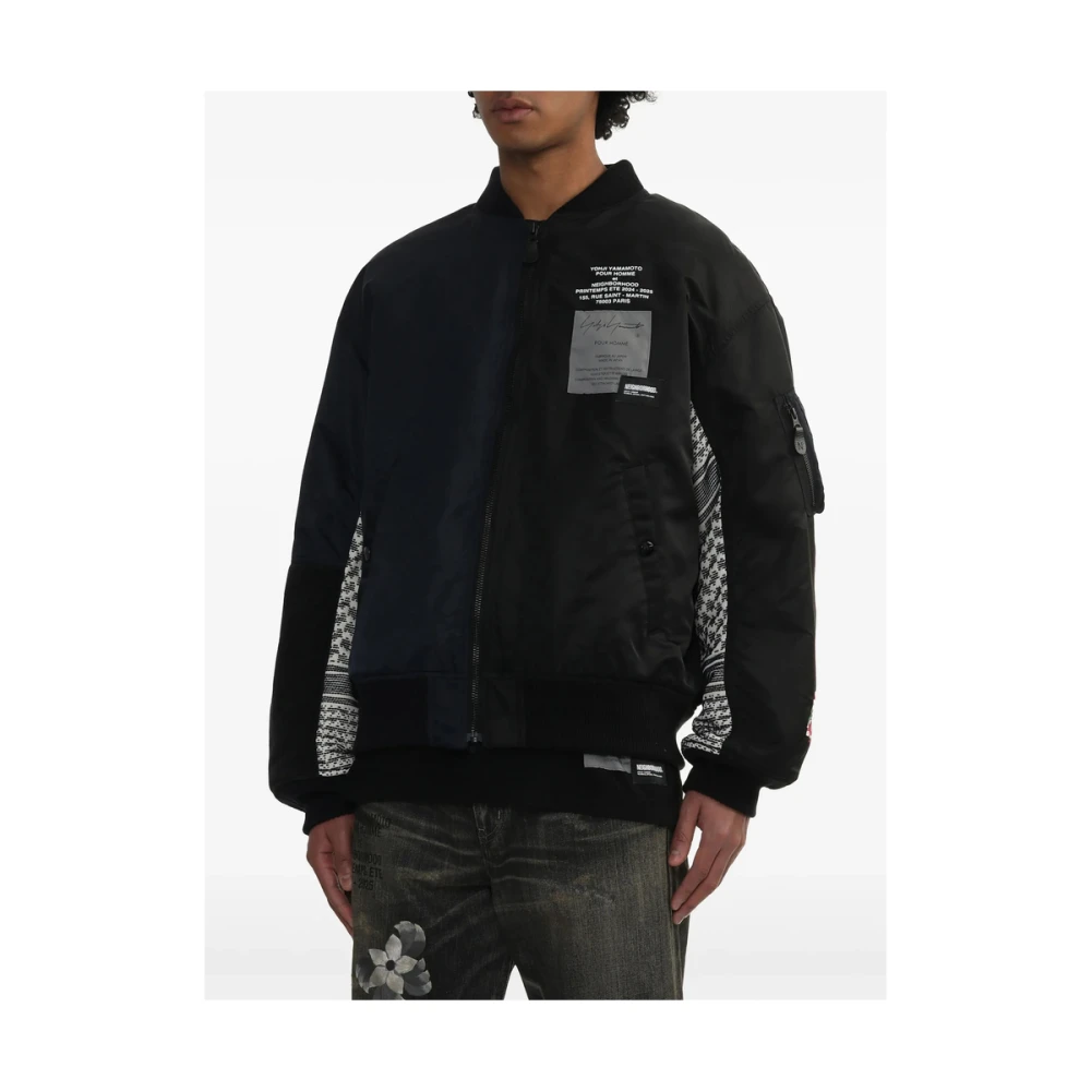 Yohji Yamamoto Zwarte Grafische Print Ritsjas Black Heren