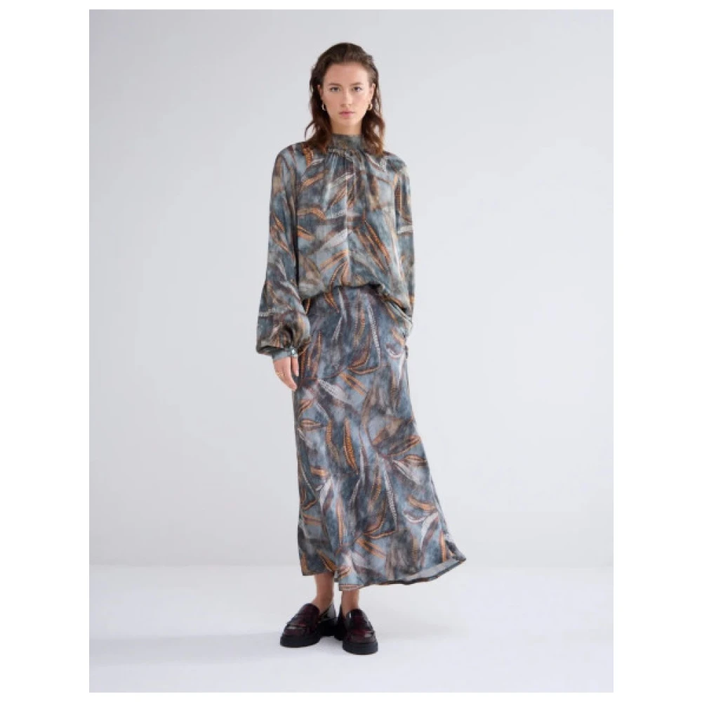 Summum Woman Gedrukte Lange Rok Bias Gesneden Gray Dames