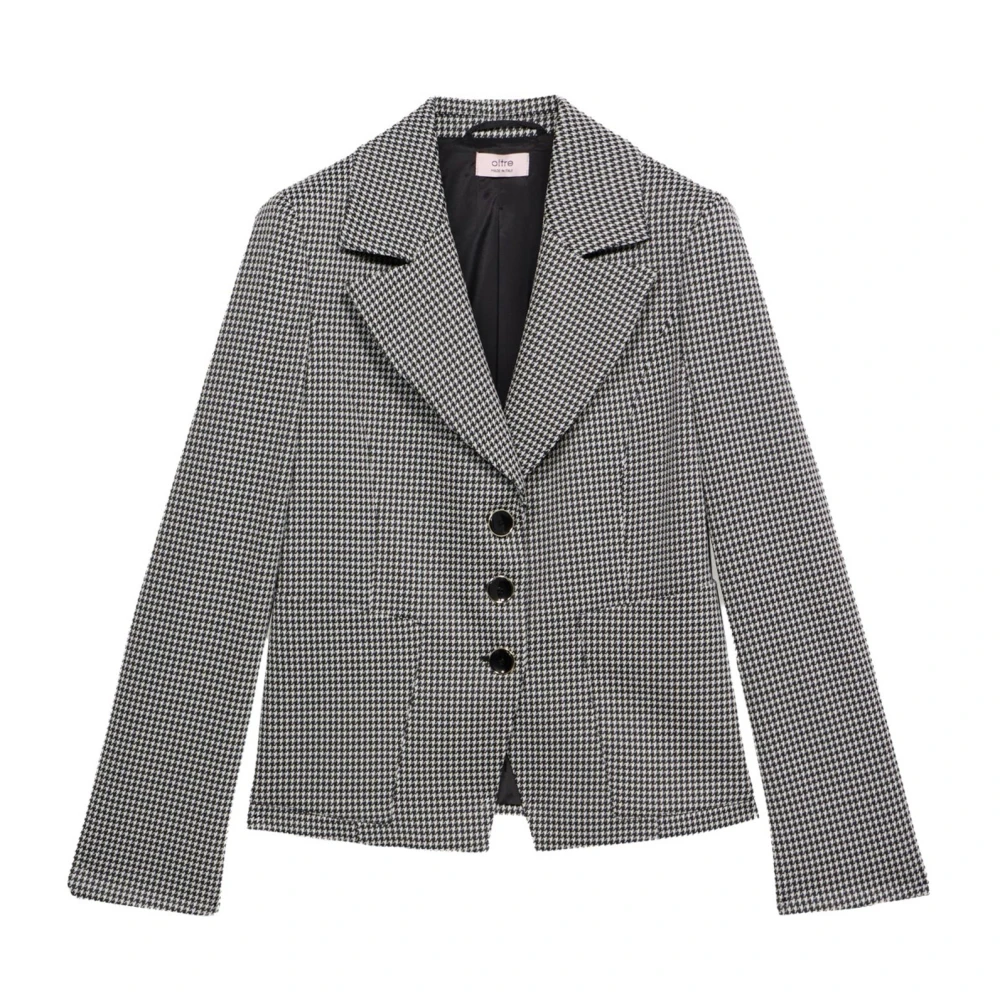 Oltre Vrouw Grijs Houndstooth Blazer In Milano Stitch