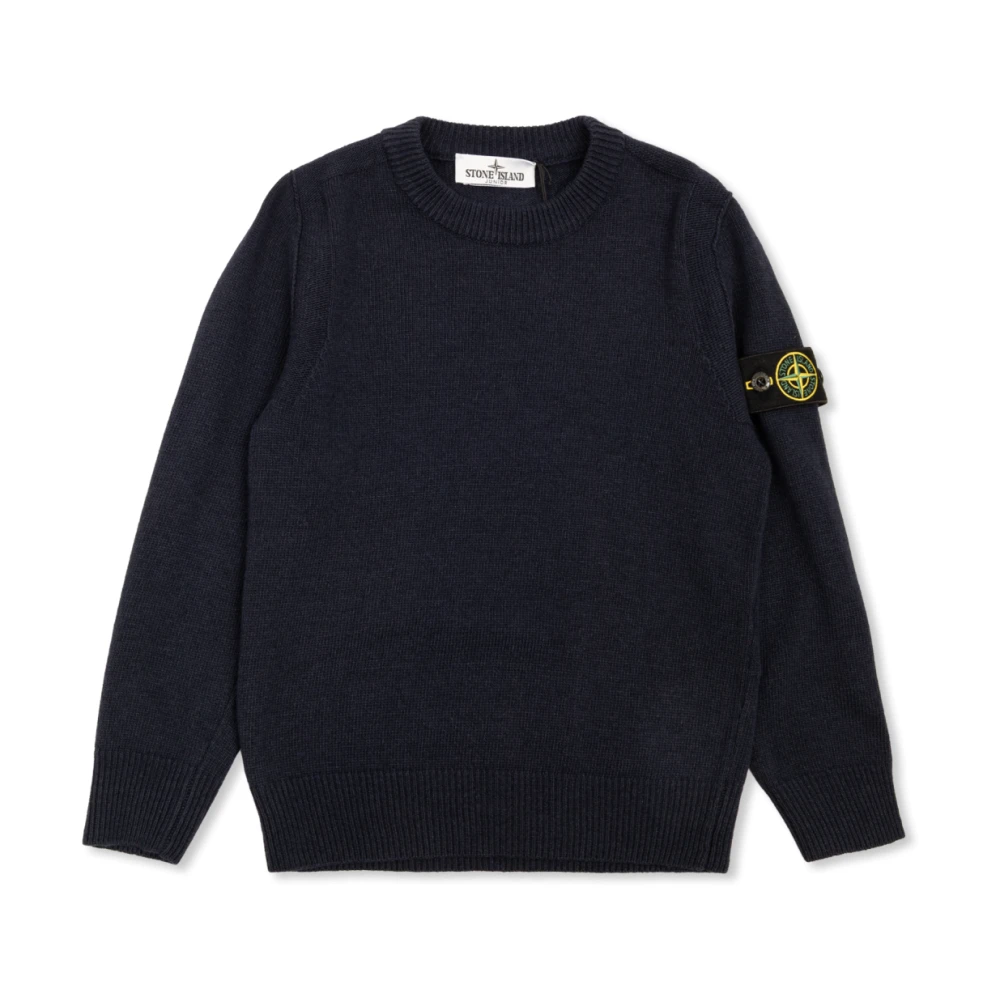 Stone Island Blue Kids Knitwear, Unisex, 10 Y, Compass Patch Jumper