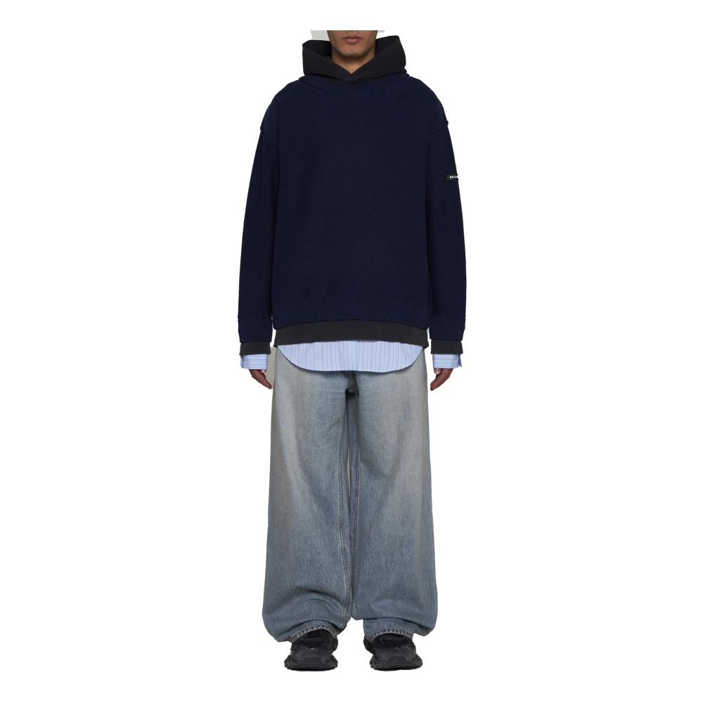 Balenciaga Gelaagde Trui Blue Heren