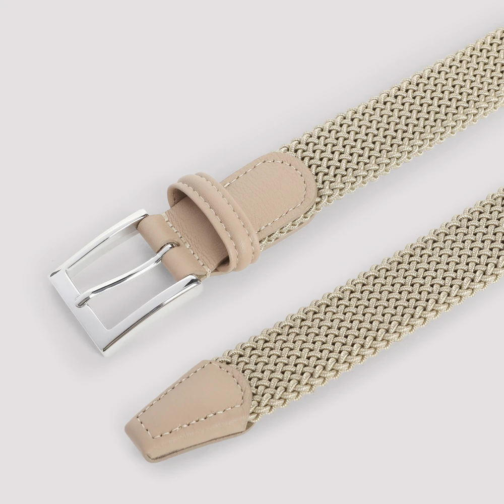 Kiton Neutrale leren riem voor mannen Beige Heren