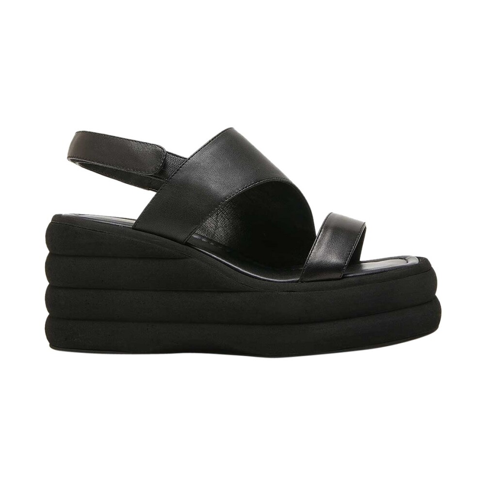 Zwarte Leren Sleehak Sandalen Emanuelle Vee Dames Miinto