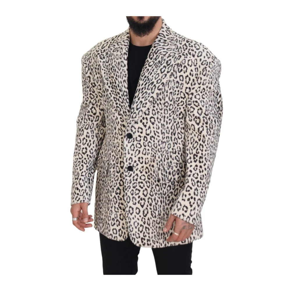 Dolce & Gabbana White Leopard Single Breasted Coat Blazer - IT50 | L - Image 2