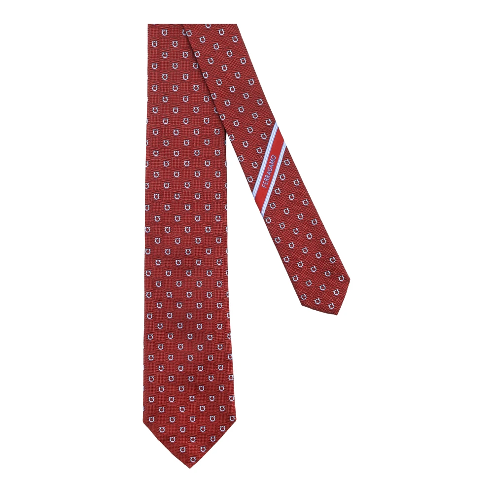 Ferragamo Gancini Silk Tie - Male - Ties - Red - One Size - Accessories