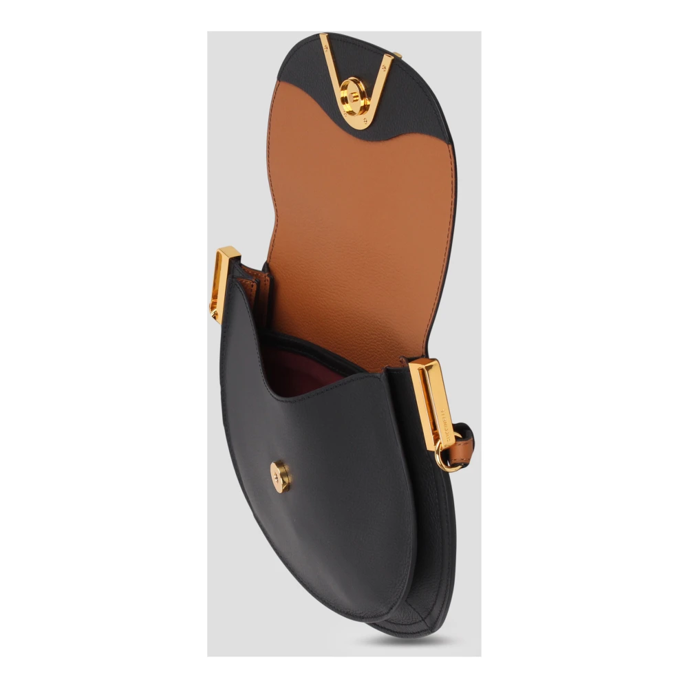 Coccinelle Leren schoudertas met gekartelde textuur Black Dames