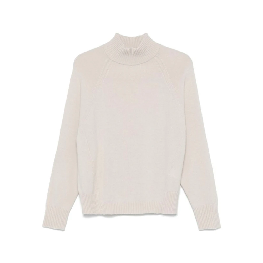 PESERICO Ivoor Wol Kasjmiermix High-Neck Sweater Beige Dames