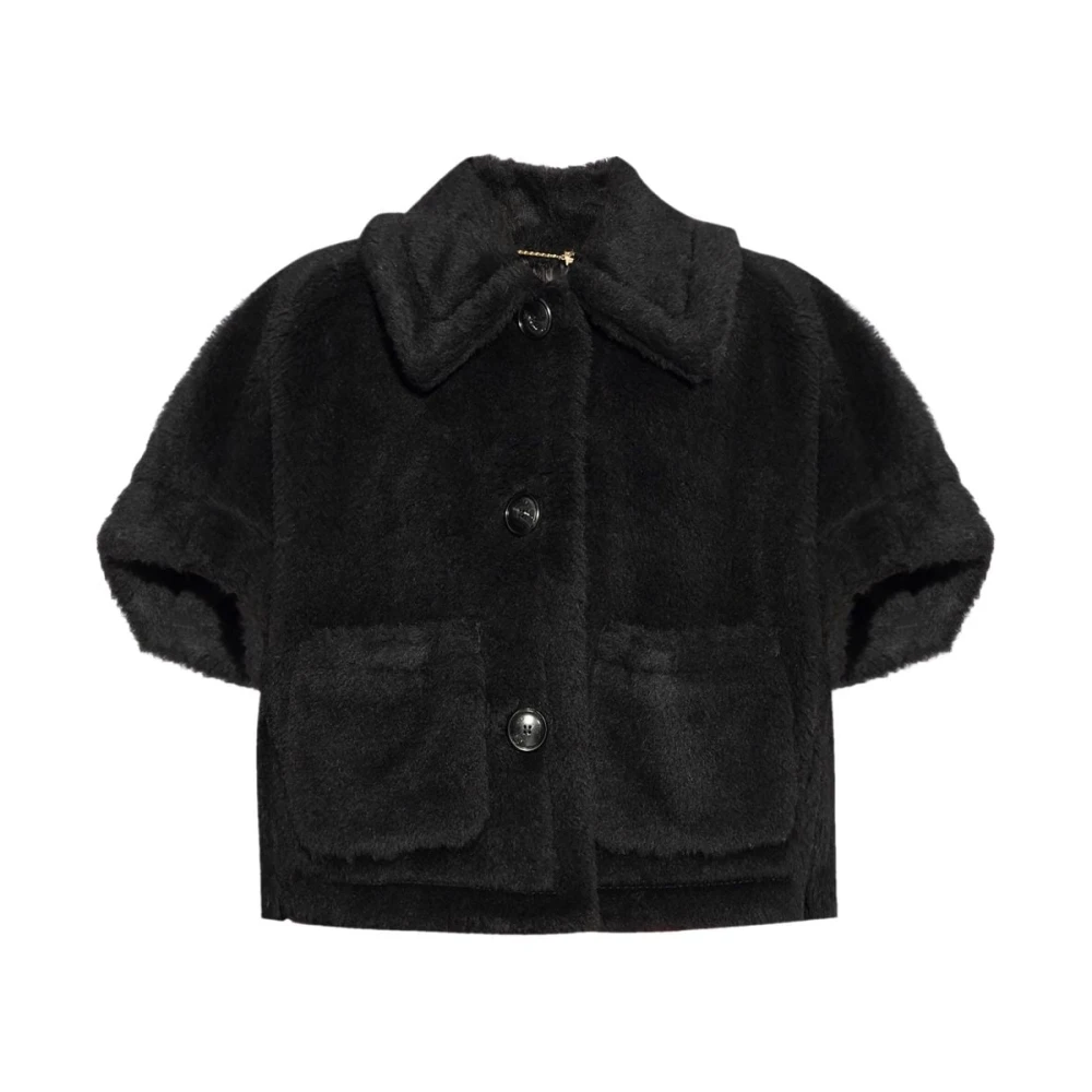 Max Mara Zwarte Teddyjas met brede kraag Black Dames