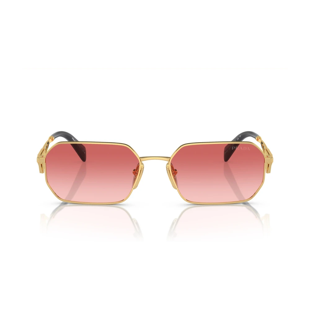 Prada Pink Woman Pr A51s 5Ak40c Sunglasses Steel Gold Geometric Normal Shaded - Image 3