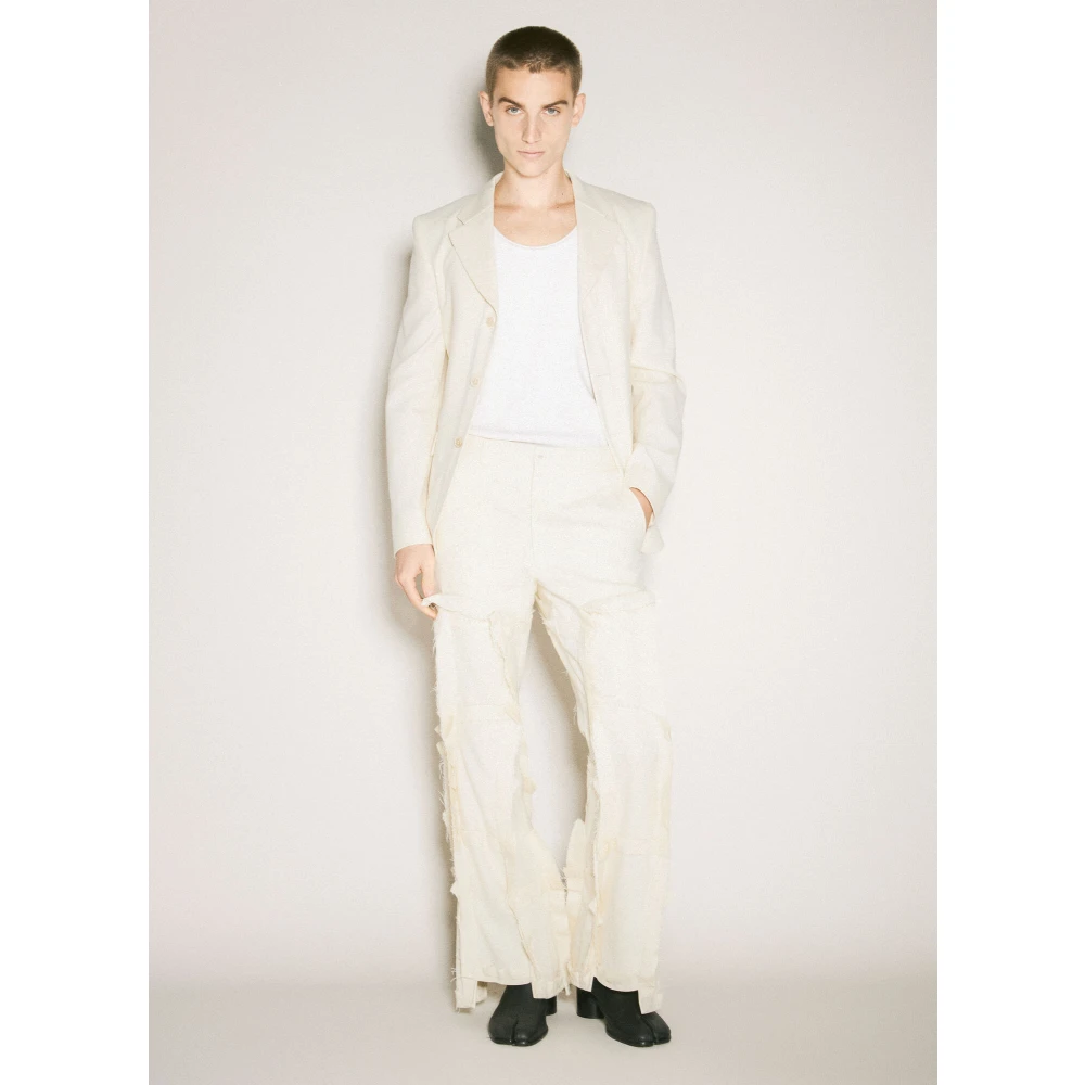 Comme des Garçons Gescheurde Paneel Wollen Broek Beige Heren