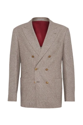 Beige Ull Silk Dubbelknäppt Jacka