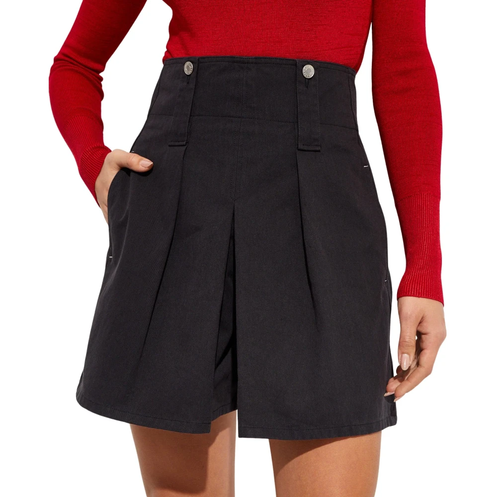 Isabel marant Zwarte katoenen hoge taille shorts Black Dames
