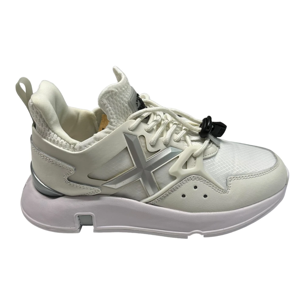 Munich Leren en nylon sneaker rubberen zool White Dames