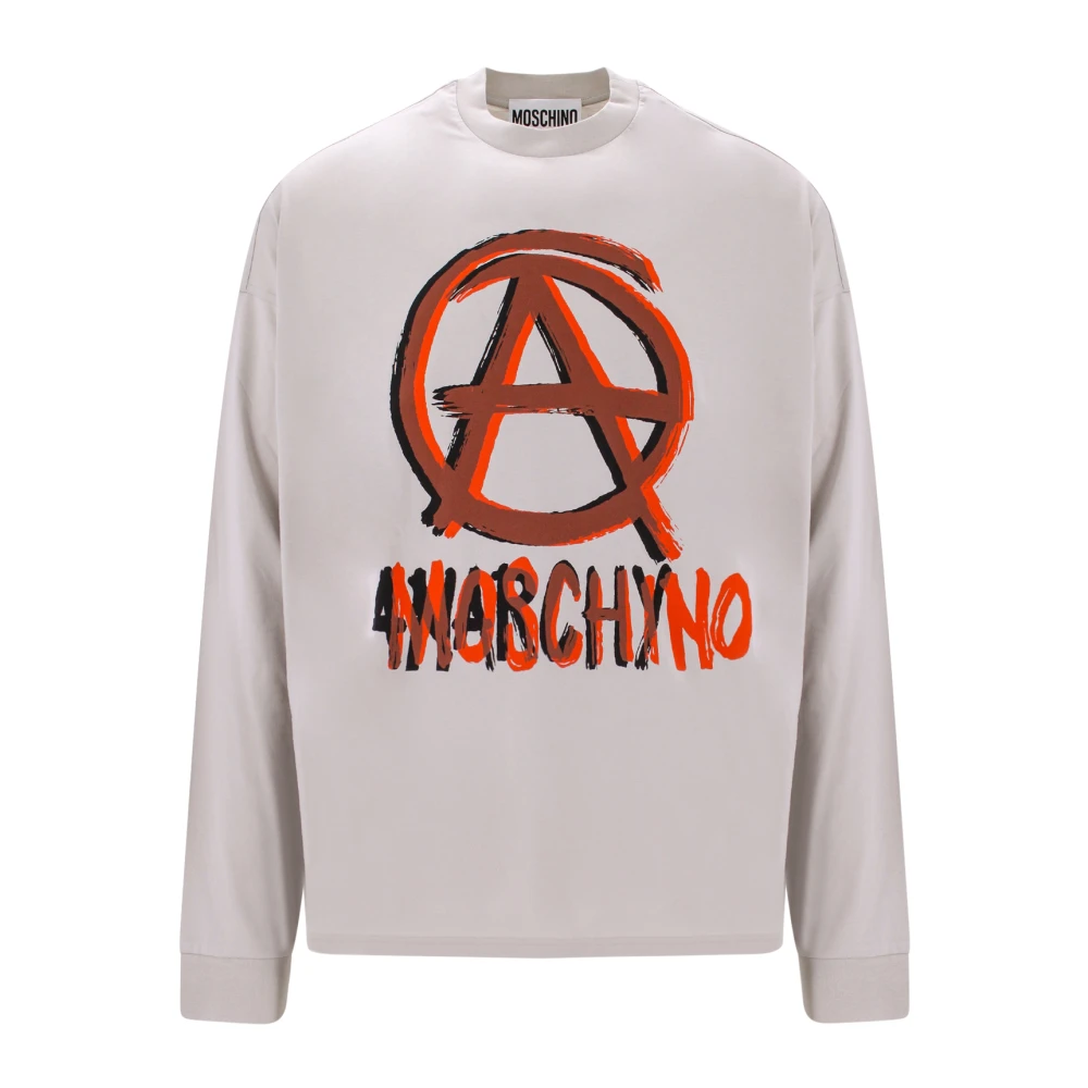 Moschino Grijze Katoenen T-Shirt met Anarchy Logo Gray Heren