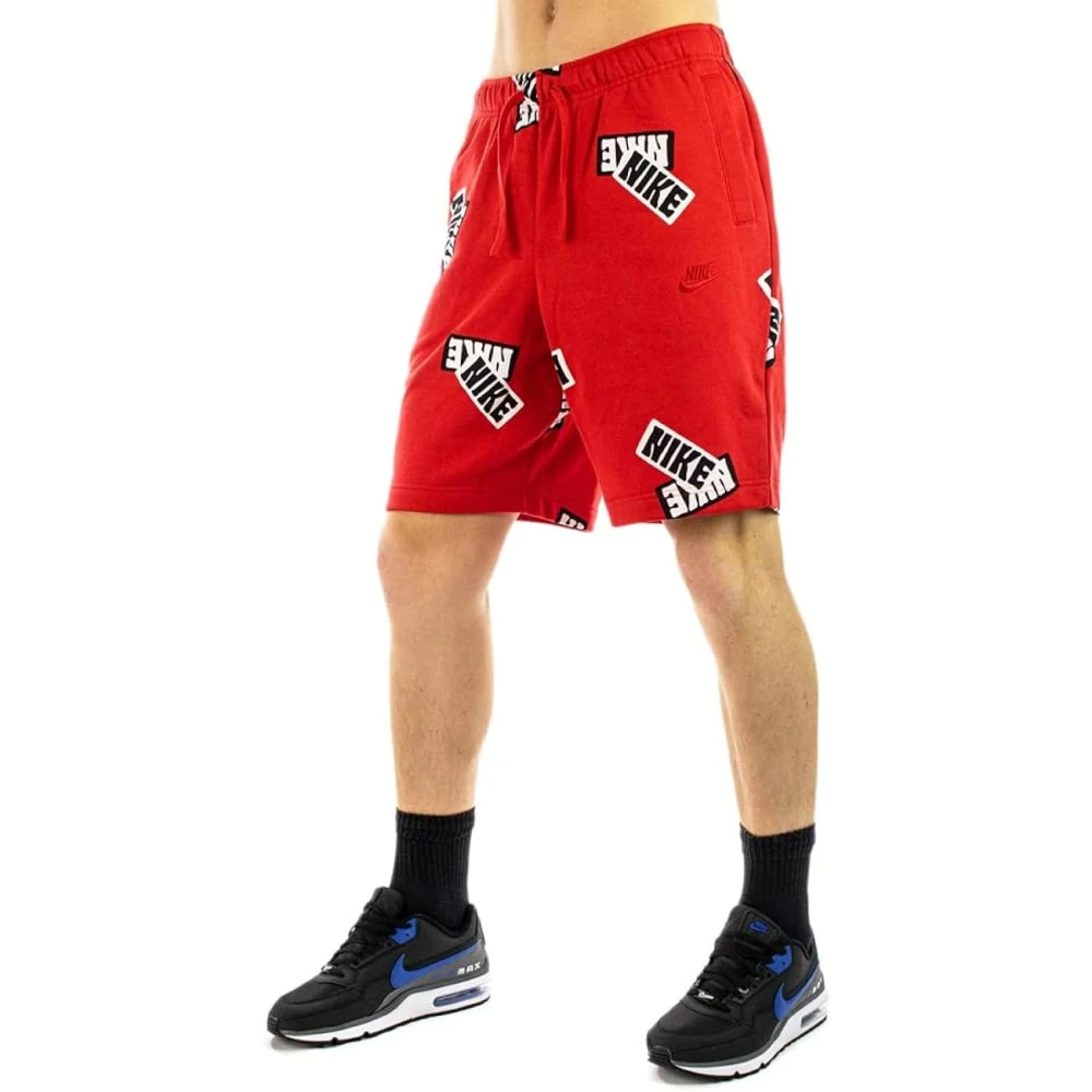 Nike Rode French Terry All Over Print Shorts Red Heren