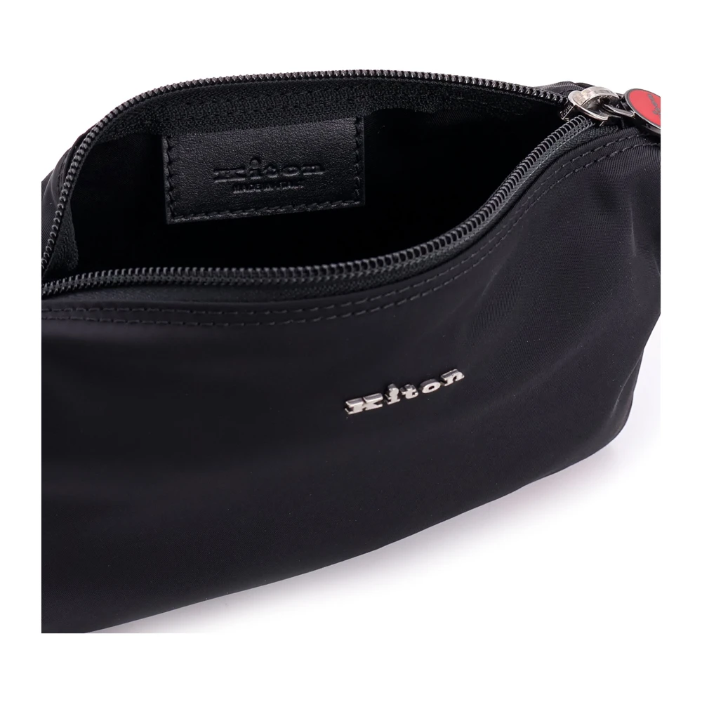 Kiton Nylon Beauty Case met Metalen Logo Black Heren