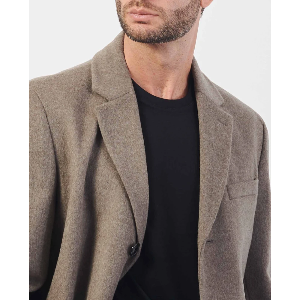 Boss Beige Formele Wol-Kasjmier Jas Beige Heren
