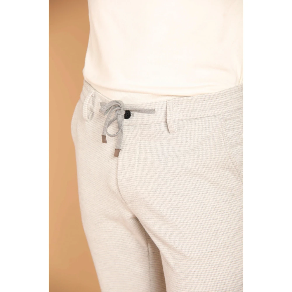 Mason's Slim Fit Houndstooth Chino Jogger Broek Gray Heren