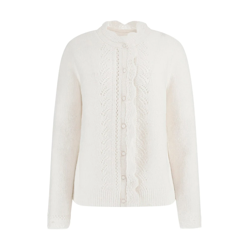 Guess Gebreide Cardigan met Koreaanse Kraag White Dames