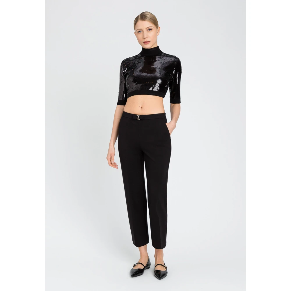 Twinset Zwarte viscose broek Black Dames