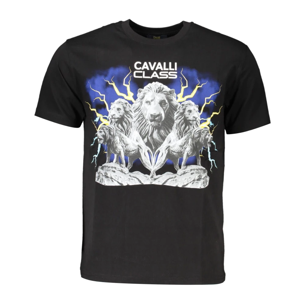 Cavalli Class Elegant Svart T-shirt med Klassiskt Tryck Black, Herr