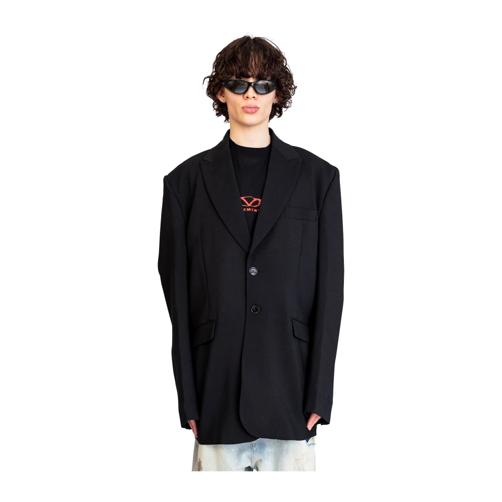 Vetements Zwarte op maat gemaakte geborduurde jas Black Heren