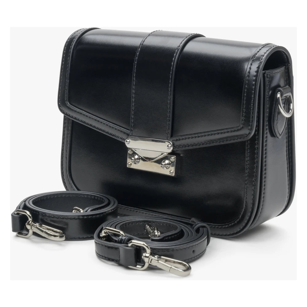 Estro Dames Kleine Licht Zwarte Handtas gemaakt van Echt Leer met Zilveren Hardware Er00113899 Black Dames