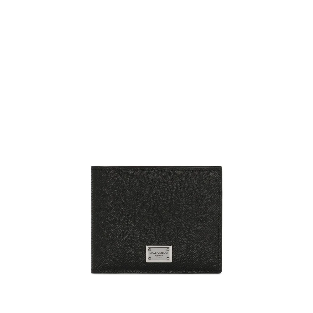 Dolce & Gabbana Zwarte Leren Portemonnee Bi-Fold Ontwerp Black Heren