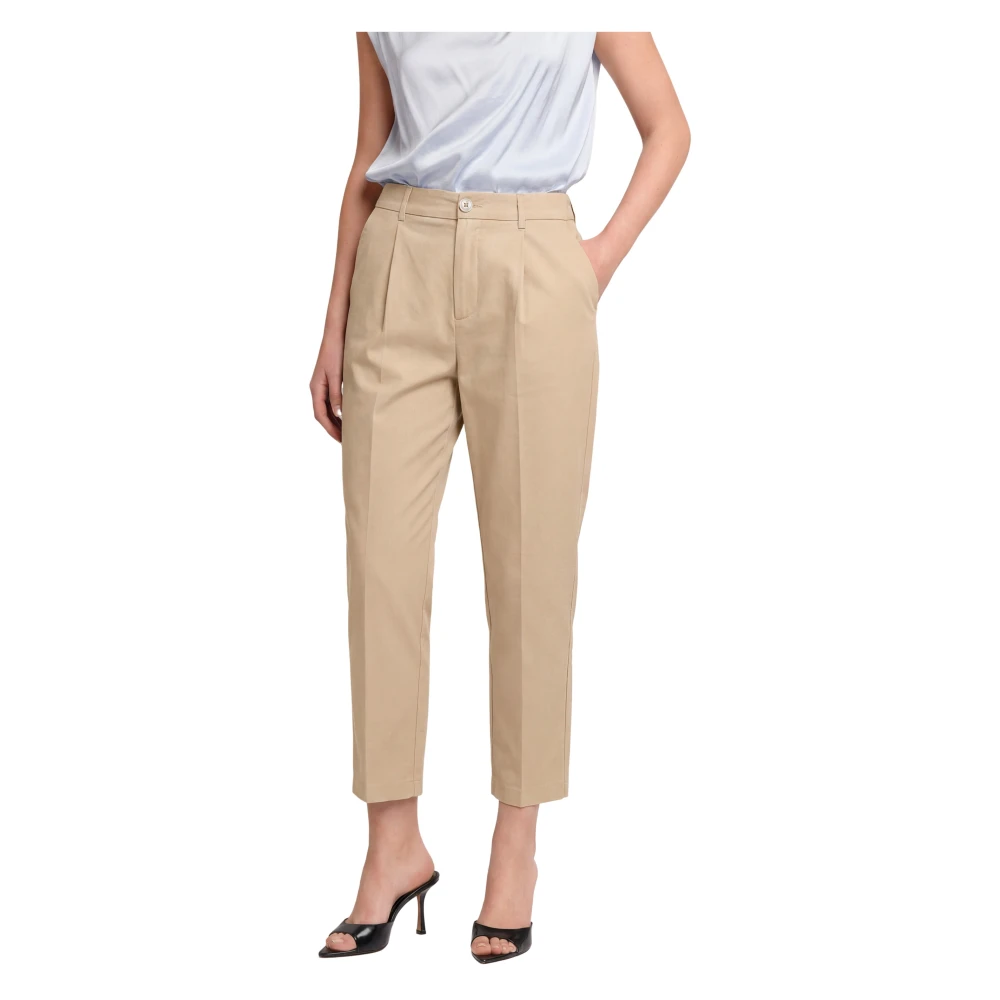 Kocca Beige Tapered Ankle Trousers - Female - Slim-Fit Trousers - L - Trousers