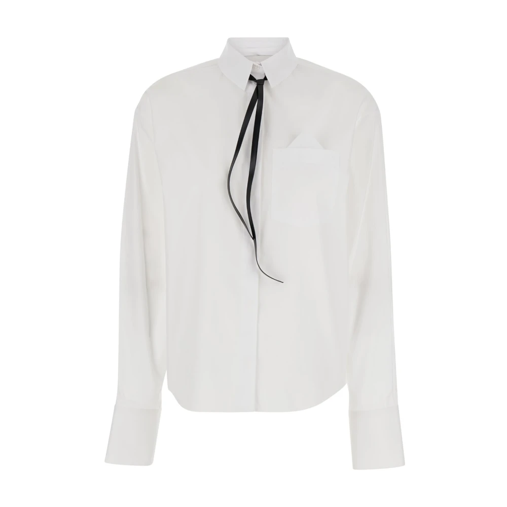 SPORTMAX Witte Katoenen Overhemd met Lintdetail White Dames