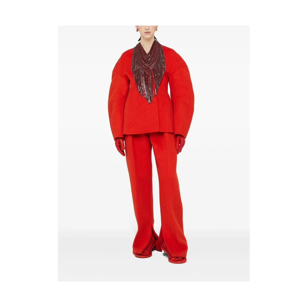 Jil Sander Rode Wollen Mix Oversized V-Hals Red Dames